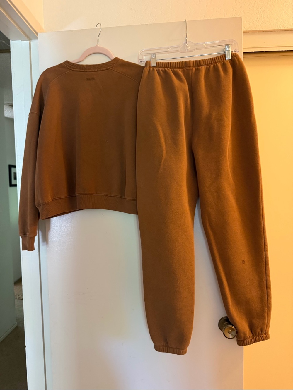nuuds Brown Fleece jogger sweatpants & sweatshirt set small